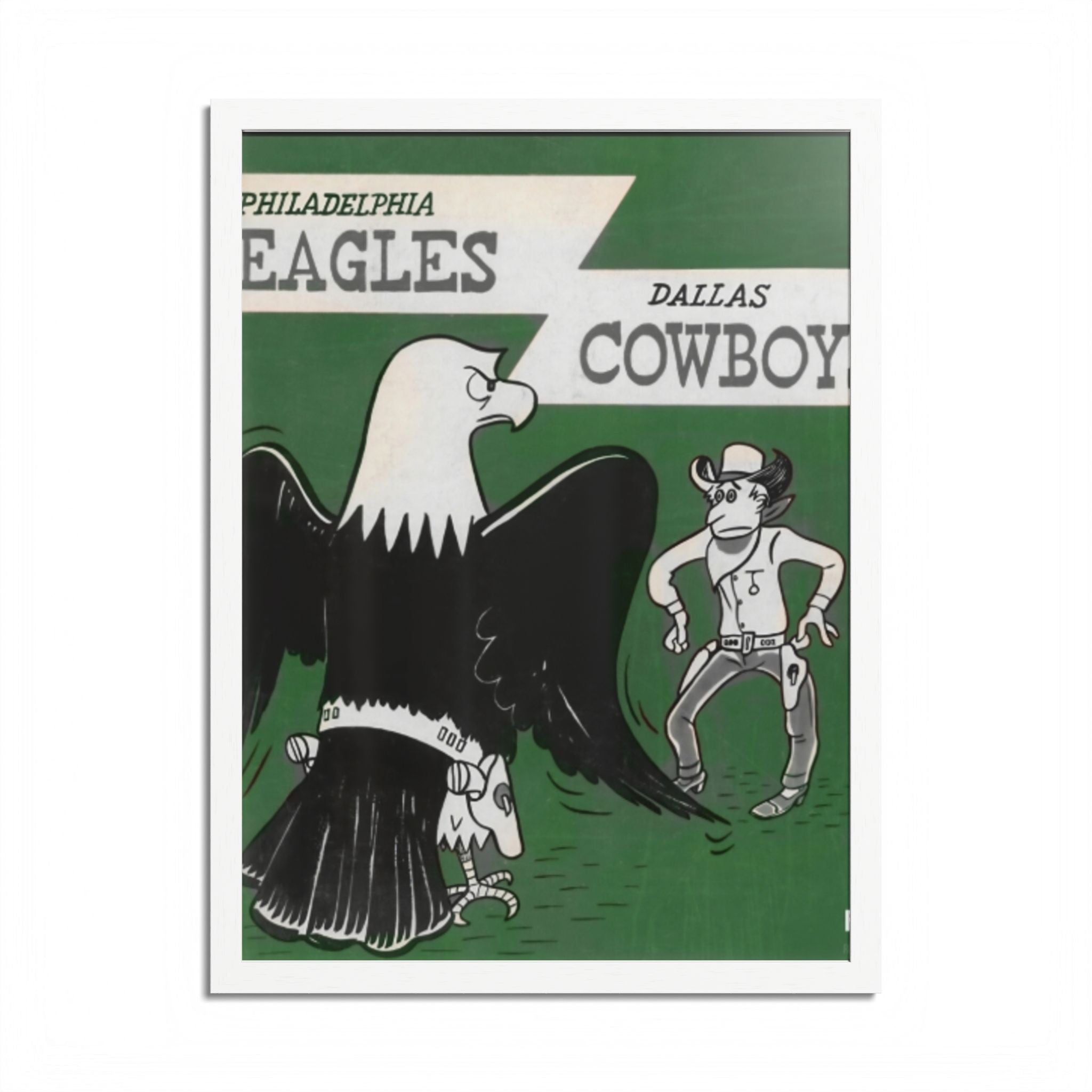 Vintage Eagles Dallas Framed Poster — Vintage Philadelphia Eagles vs Dallas Cowboys Game Art