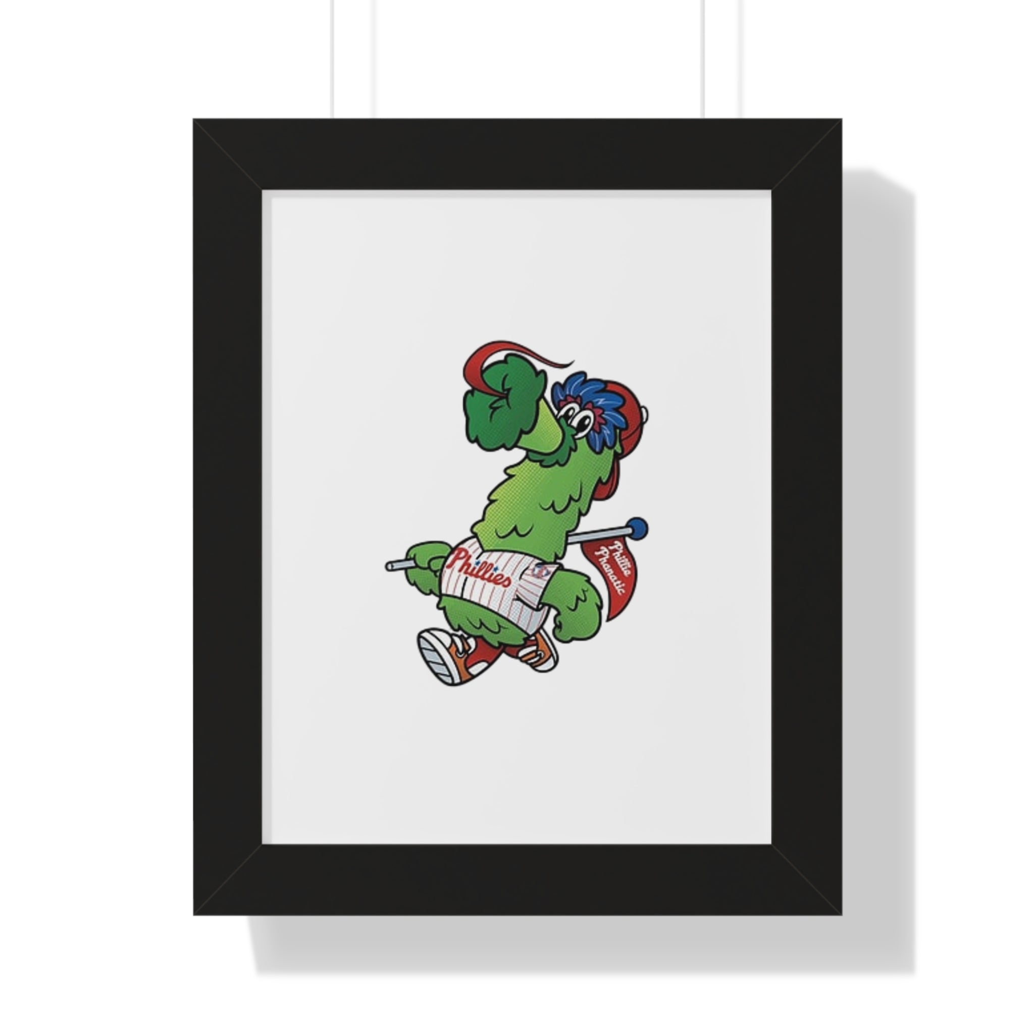 Philly fans Framed Poster — Playful Green Mascot Illustration (Vertical)
