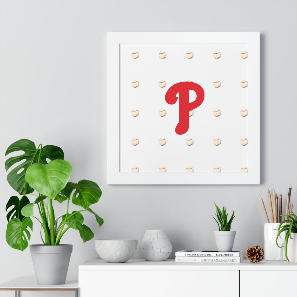 Philadelphia Phils  Framed Poster — Minimalist Red 'P' Wall Art
