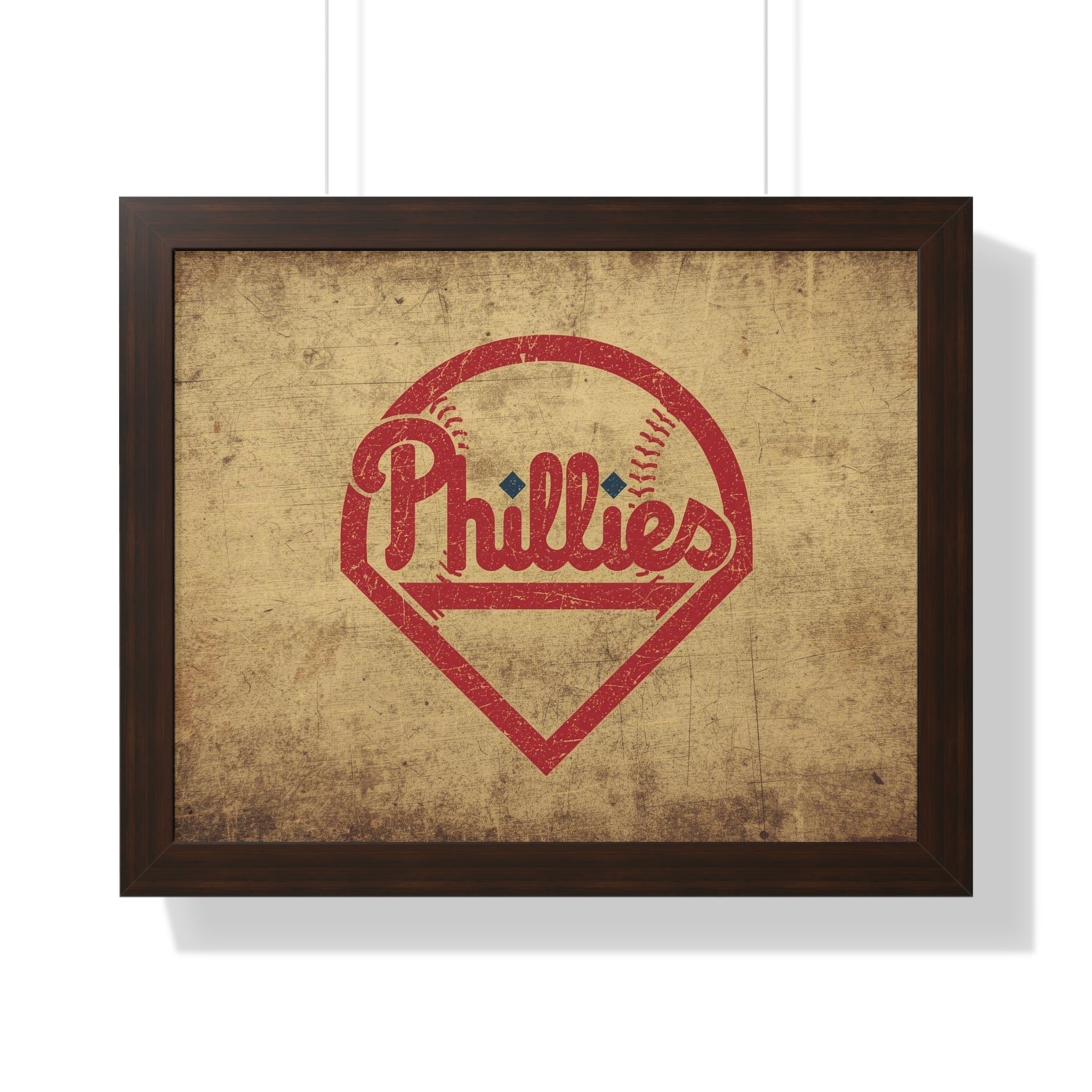 Phils Vintage Framed Poster — Retro Baseball Home Plate Wall Art