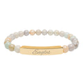 Engravable Natural Stone Bead Bar Bracelet — Personalized Stretch Bracelet