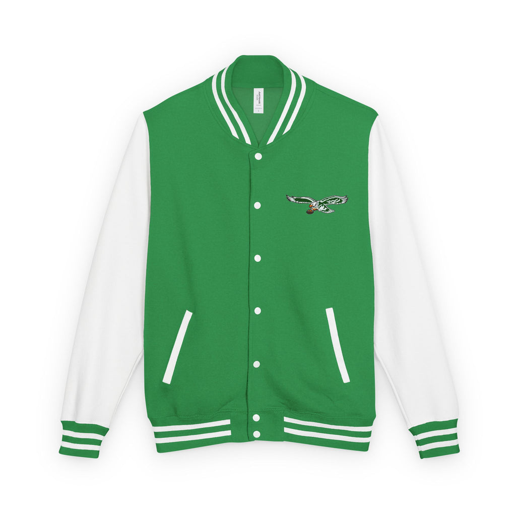 Birds Letterman Jacket — Football Mascot Helmet Carrying Player Embroidered Bomber