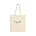 Birds Cotton Canvas Tote Bag — Lightweight Eco-Friendly Shopper with Green Script Design
