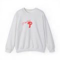 Phillies P Crewneck Sweatshirt — Red Script Logo Baseball Fan Pullover