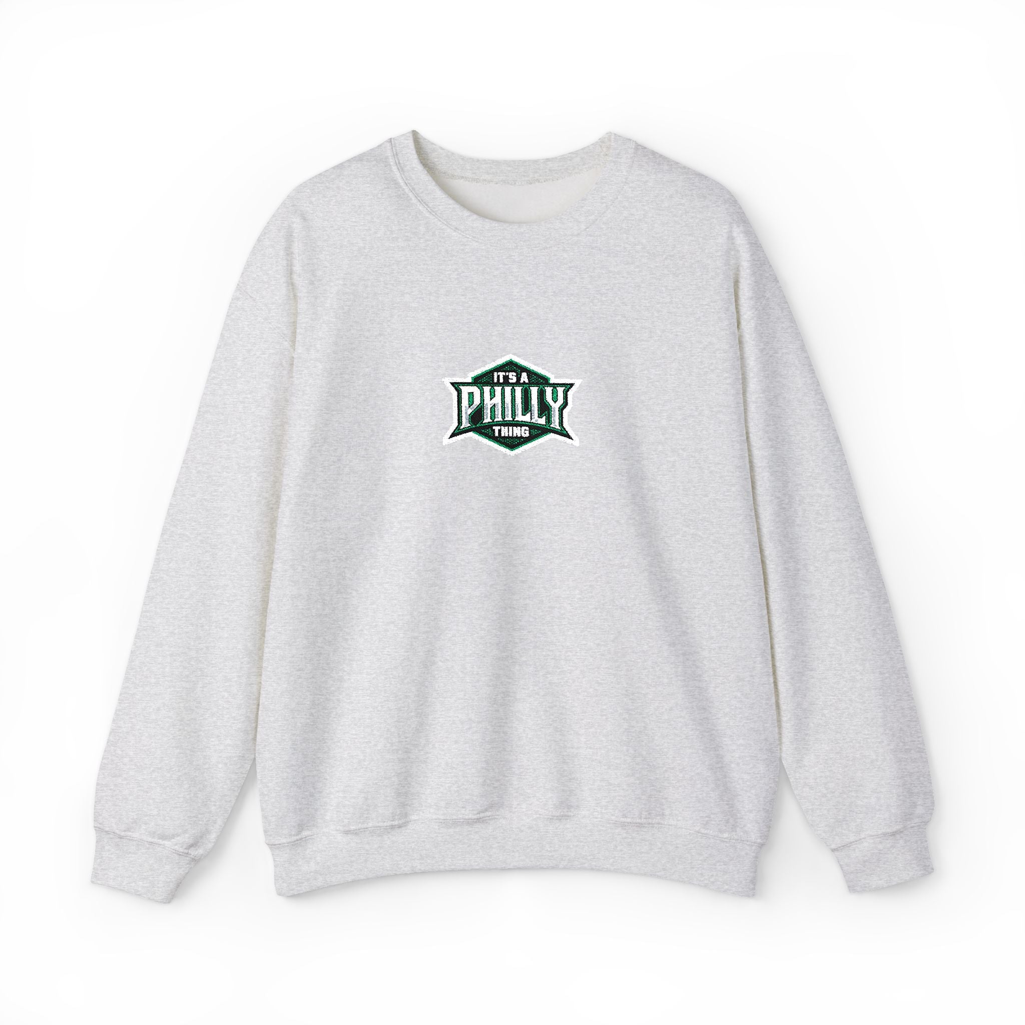 Crewneck Sweatshirt — 'Philly' Vintage Badge Logo, Retro Philadelphia Pride Pullover