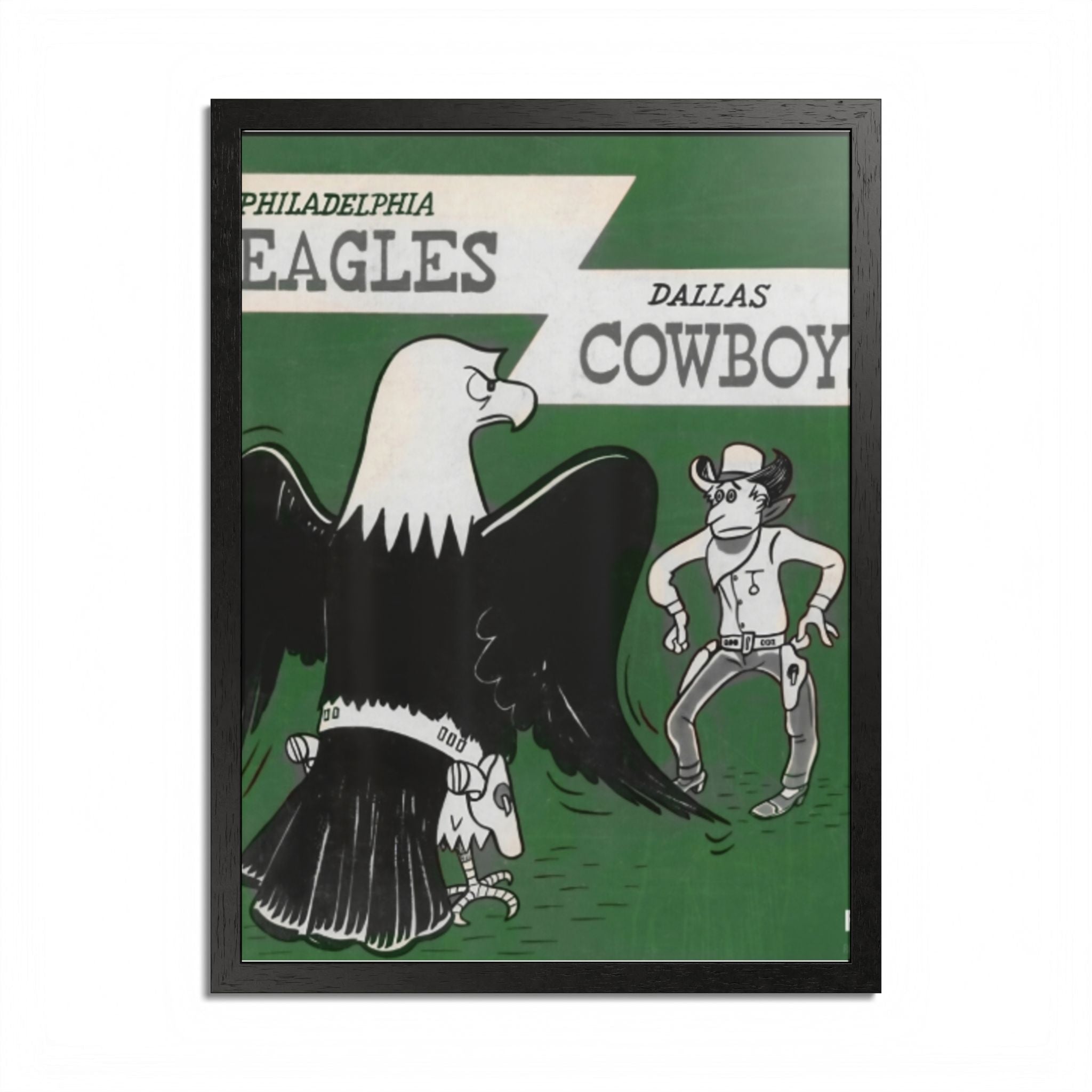 Vintage Eagles Dallas Framed Poster — Vintage Philadelphia Eagles vs Dallas Cowboys Game Art