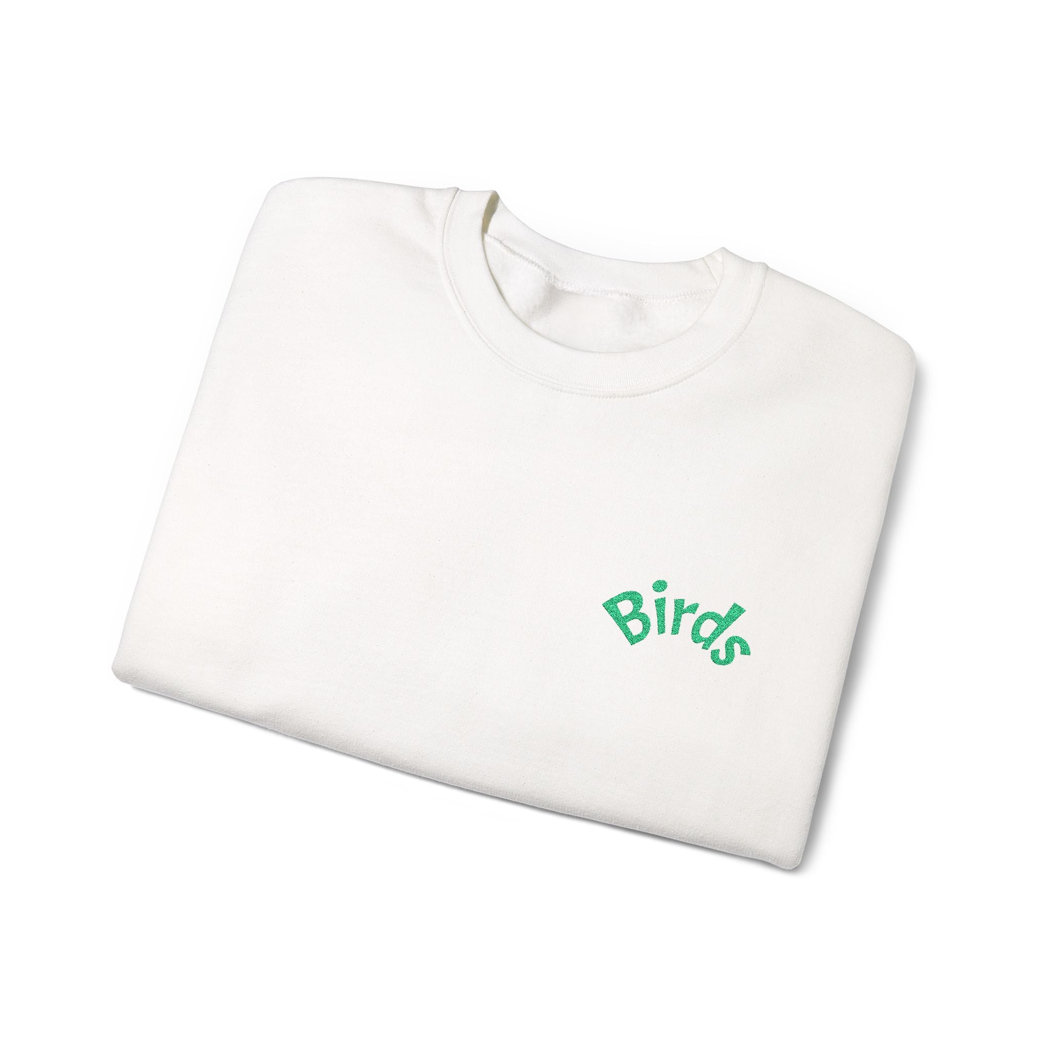 Birds Crewneck Sweatshirt — Minimal Green Chest Logo