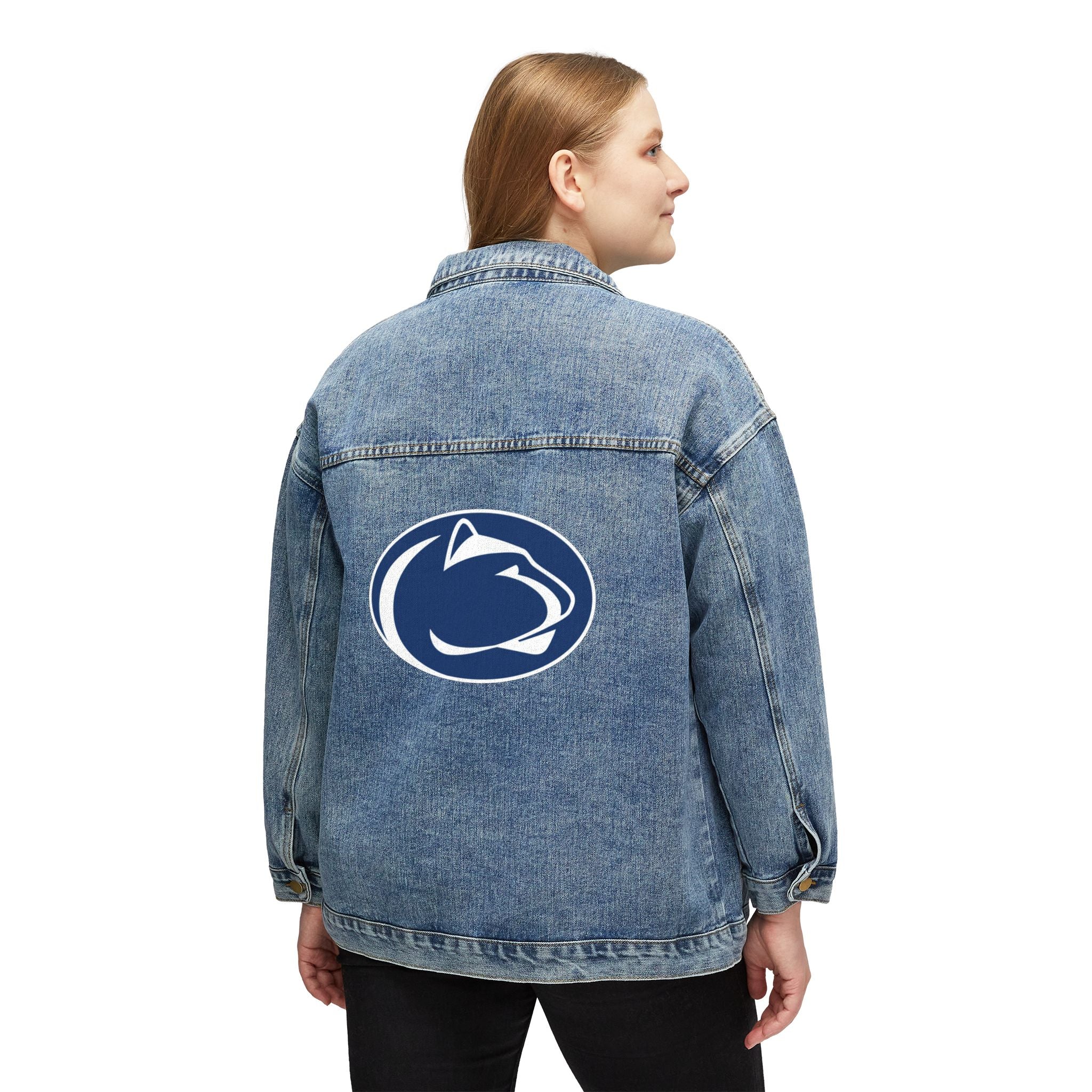 Women's Denim Jacket with Penn State Nittany Lion Logo — Casual Vintage College Jacket
