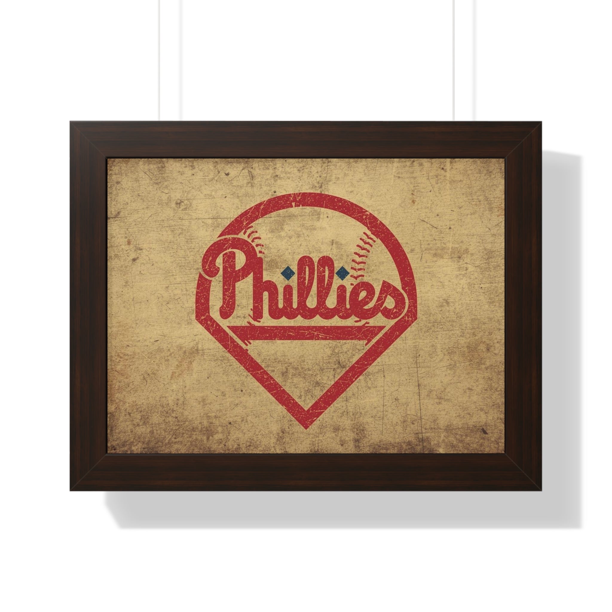 Phils Vintage Framed Poster — Retro Baseball Home Plate Wall Art