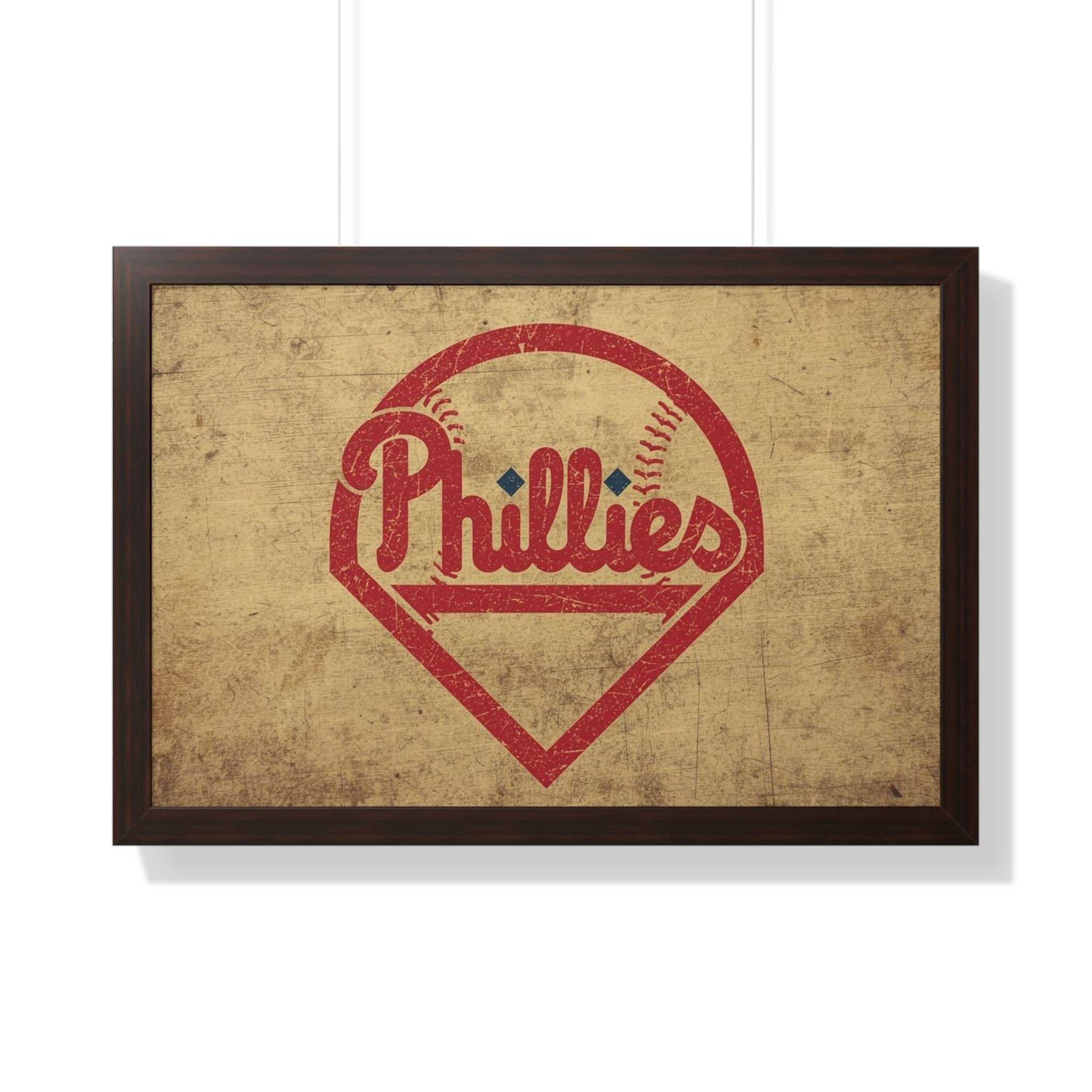 Phils Vintage Framed Poster — Retro Baseball Home Plate Wall Art