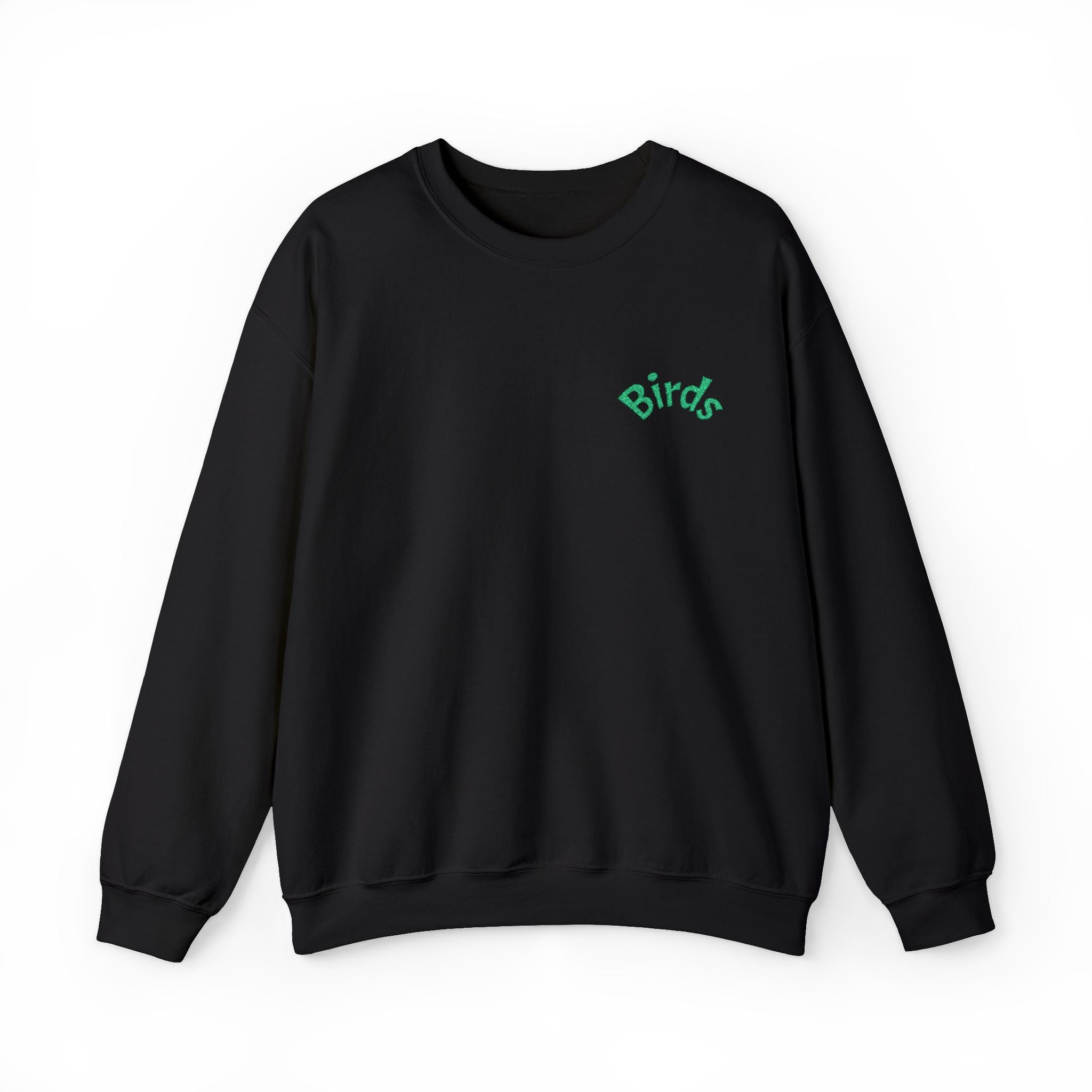 Birds Crewneck Sweatshirt — Minimal Green Chest Logo