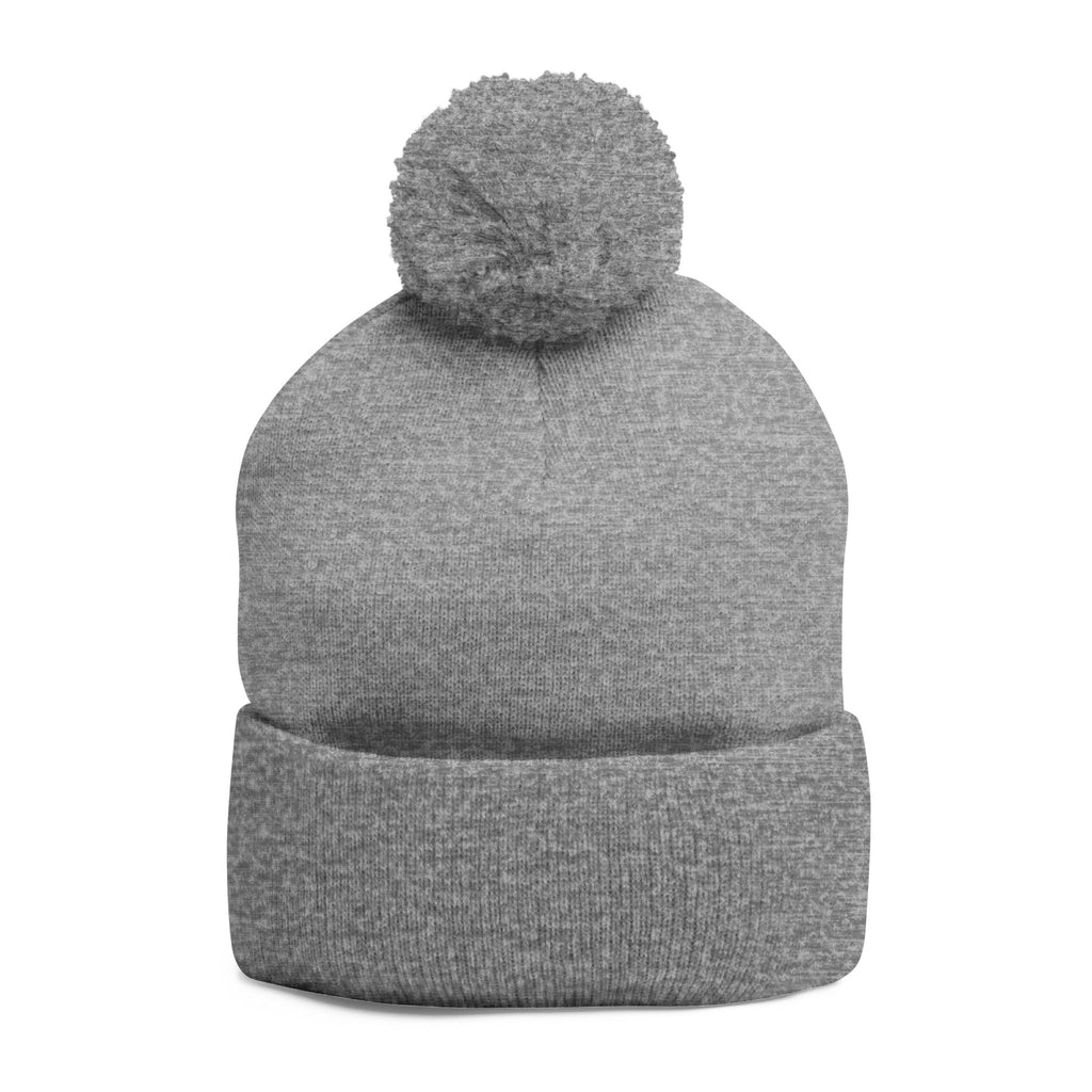 PHL Embroidered Pom-Pom Knit Cap — Cozy Gray Beanie for Sports Fans & Winter Wear