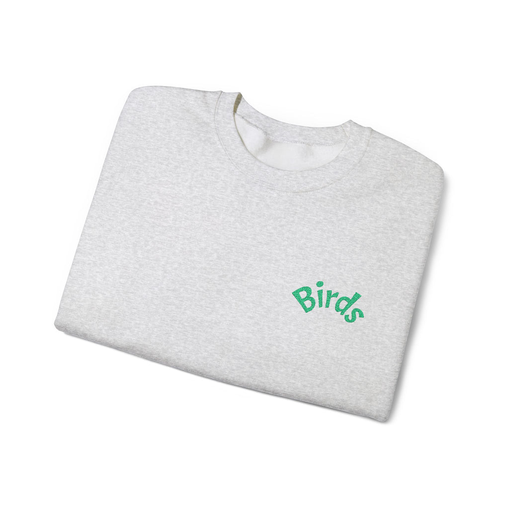 Birds Crewneck Sweatshirt — Minimal Green Chest Logo