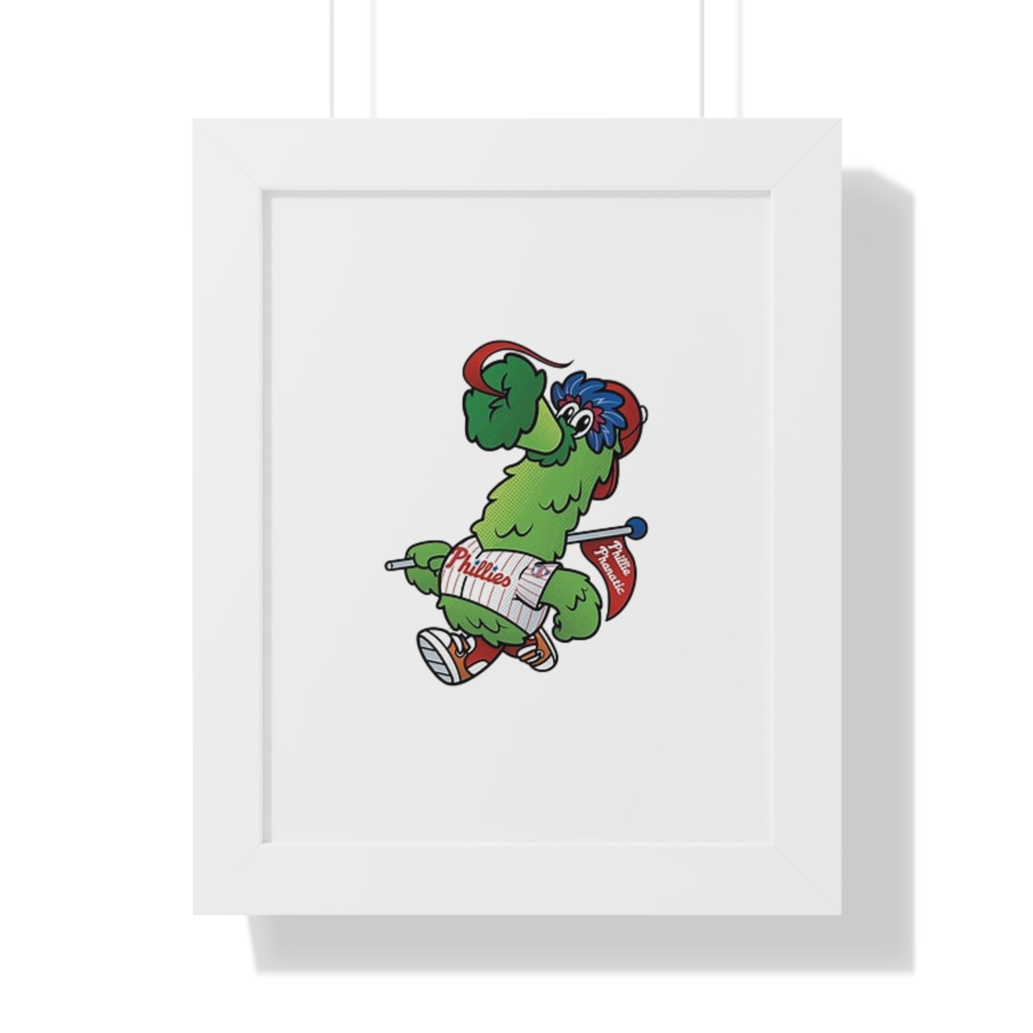 Philly fans Framed Poster — Playful Green Mascot Illustration (Vertical)