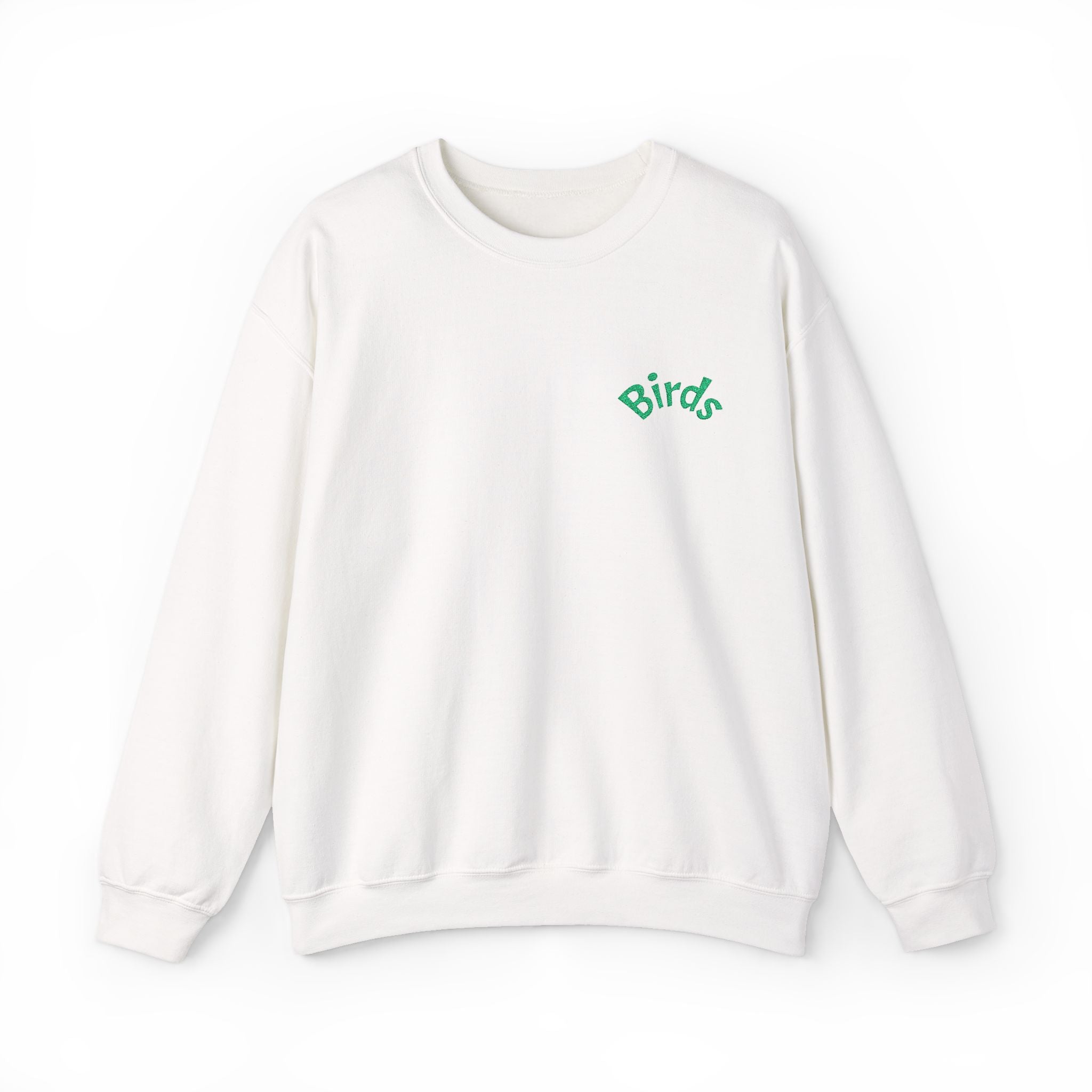 Birds Crewneck Sweatshirt — Minimal Green Chest Logo