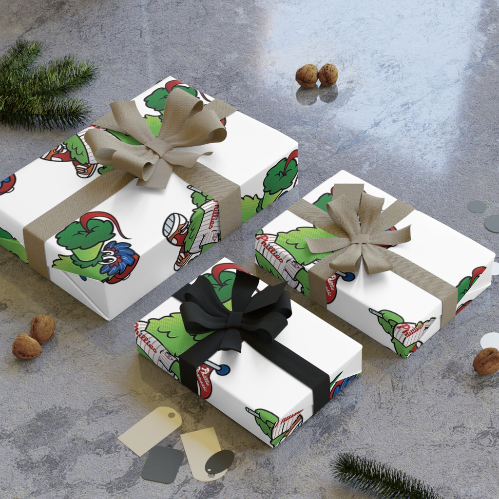 Phillies Phanatic Wrapping Paper Roll — Holiday Gift Wrap with 'Naughty' Grinch Pattern